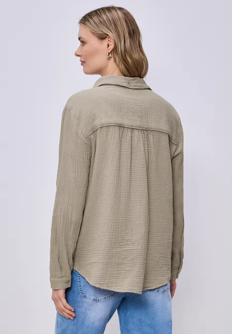 Musselin Hemdbluse timeless beige Musselin Hemdbluse timeless beige
