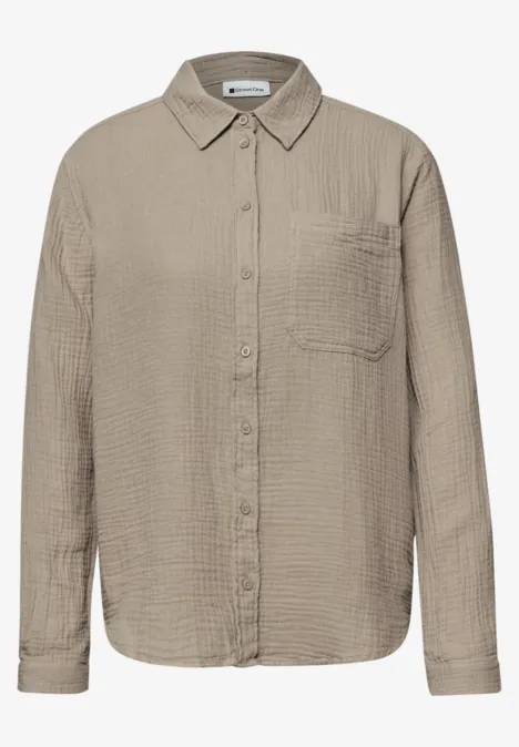 Musselin Hemdbluse timeless beige Musselin Hemdbluse timeless beige