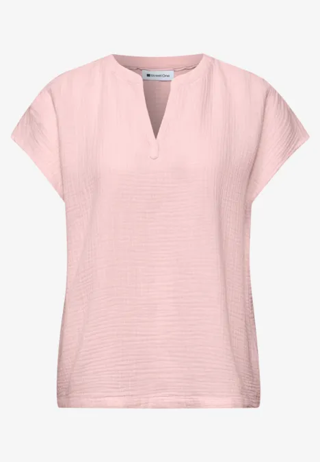 Blouse shirt van mousseline minimal rose