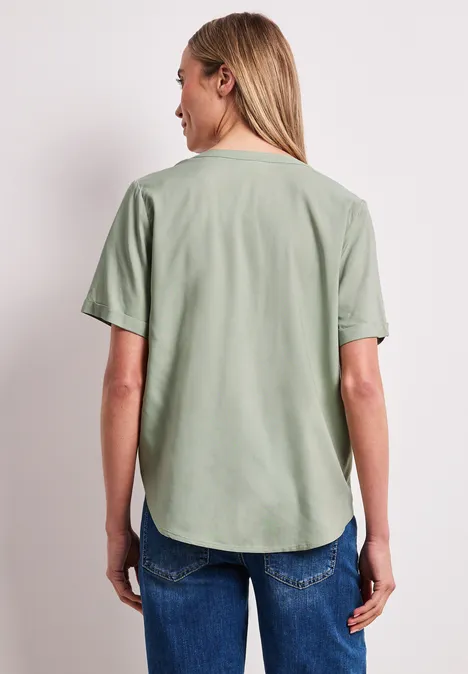 Blouse avec col fendu et turn-up mint leaf