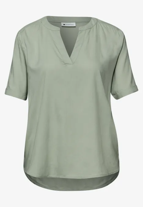 Blouse avec col fendu et turn-up mint leaf