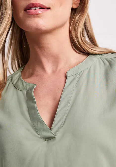 Blouse avec col fendu et turn-up mint leaf