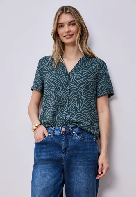 Blouse à manches courtes avec col bowling cool vintage green