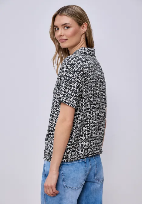 Blouse à manches courtes avec col bowling shadowed navy