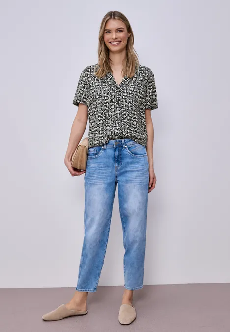 Blouse à manches courtes avec col bowling shadowed navy