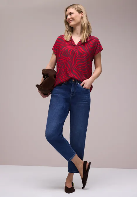 Blusenshirt mit Muster salsa red