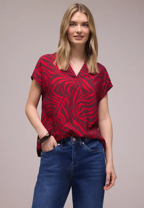 Blusenshirt mit Muster salsa red