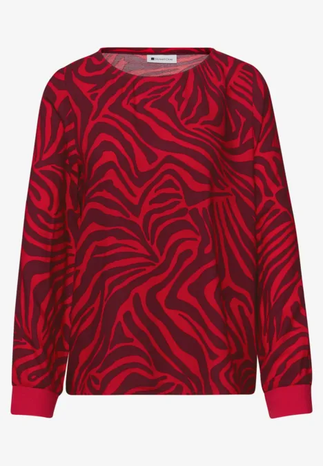 Blouse à col rond avec détails en tape salsa red