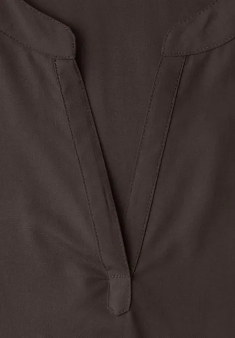 Blouse met losse schouders en gespleten hals espresso brown