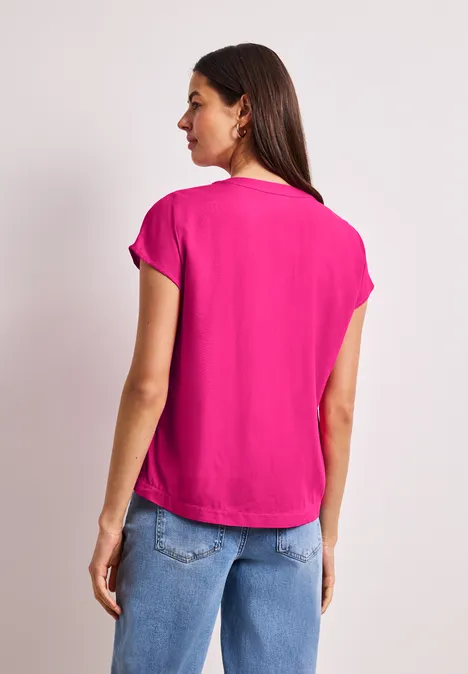 Blouse met losse schouders en gespleten hals magenta dream