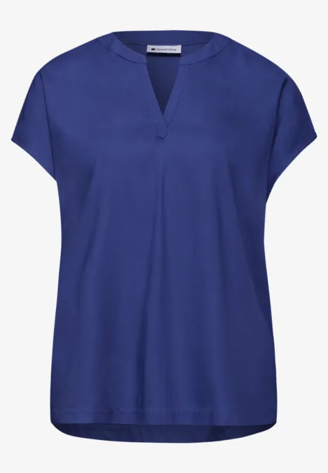 Blouse dropped shoulder avec col fendu amparo blue