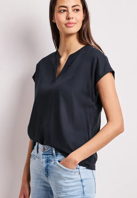 Blouse met losse schouders en gespleten hals shadowed navy