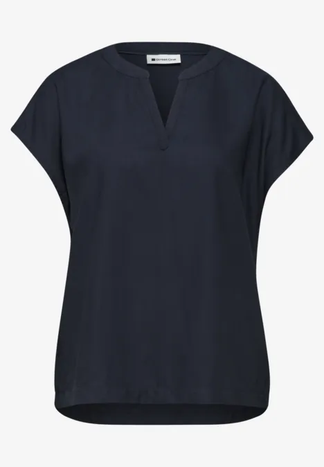 Blouse met losse schouders en gespleten hals shadowed navy