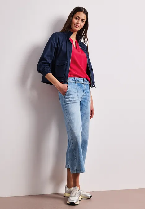 Blouse met losse schouders en gespleten hals salsa red