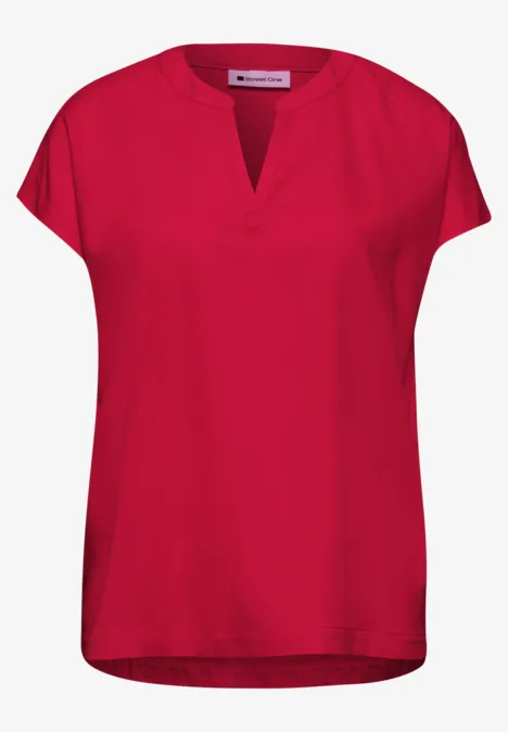 Blouse met losse schouders en gespleten hals salsa red