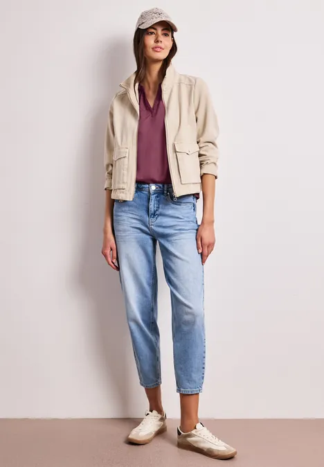 Blouse met losse schouders en gespleten hals dark clouded blush