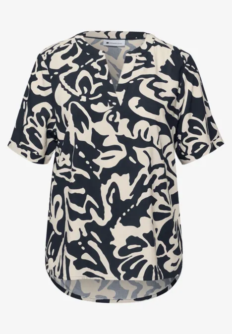 Bedrukte blouse met omslag shadowed navy