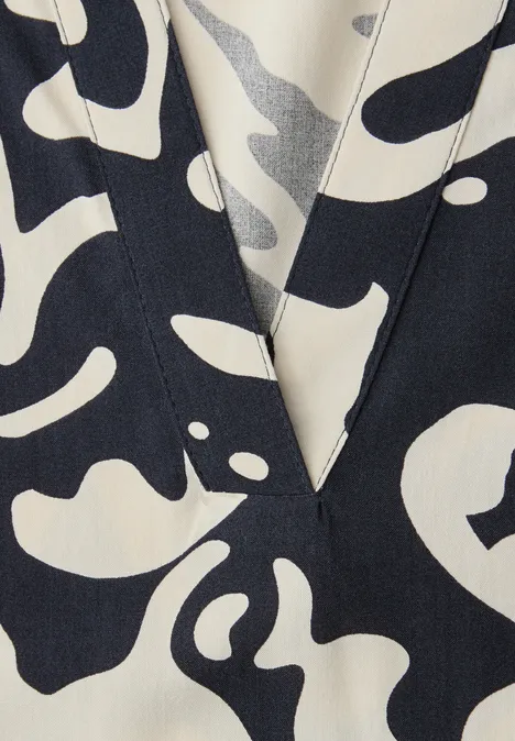 Bedrukte blouse met omslag shadowed navy