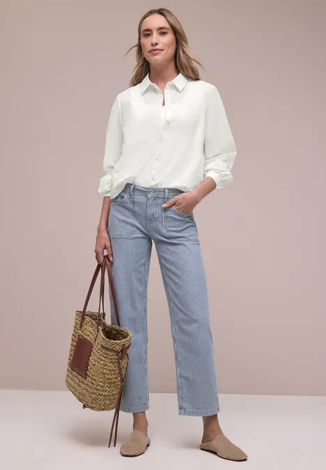 Langarm Bluse mit Crochetdetails off white