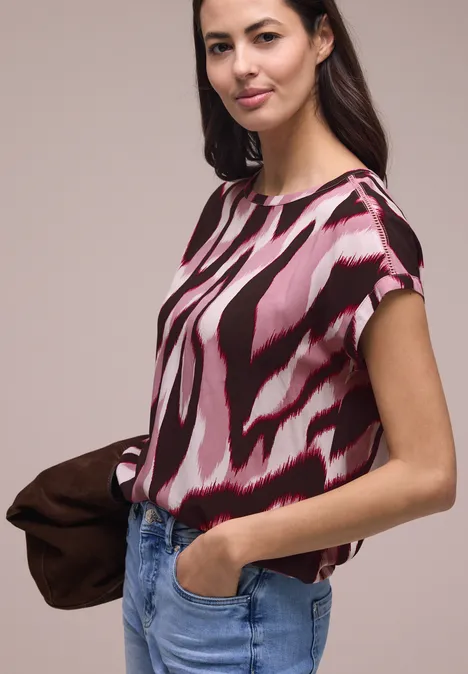 Blouse à épaules tombantes avec bandes décoratifves clouded blush