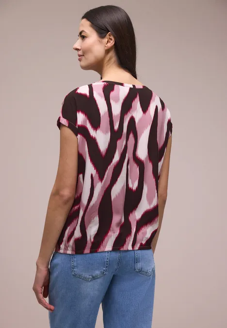 Blouse à épaules tombantes avec bandes décoratifves clouded blush