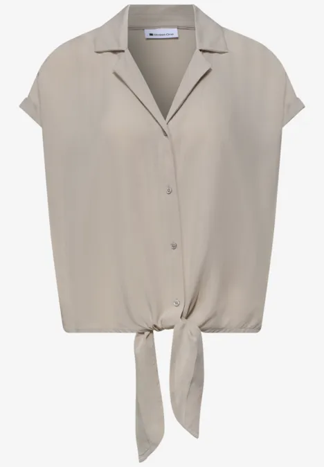Blouse dropped shoulder avec col bowling timeless beige