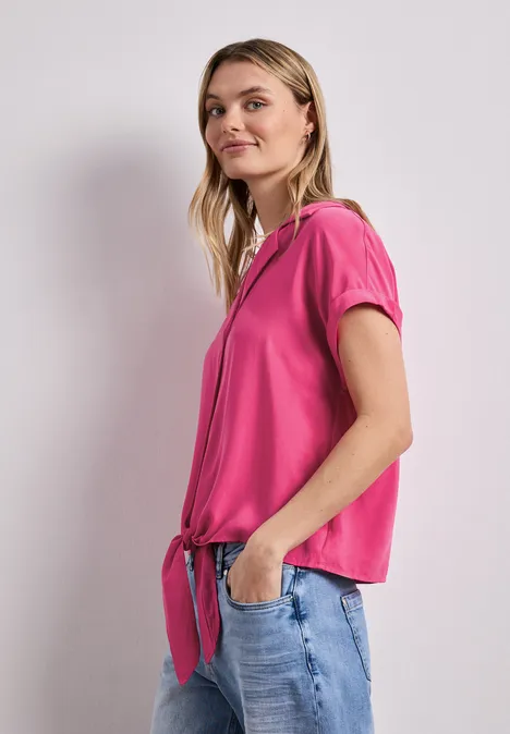 Blouse dropped shoulder avec col bowling magenta dream