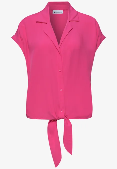 Blouse dropped shoulder avec col bowling magenta dream