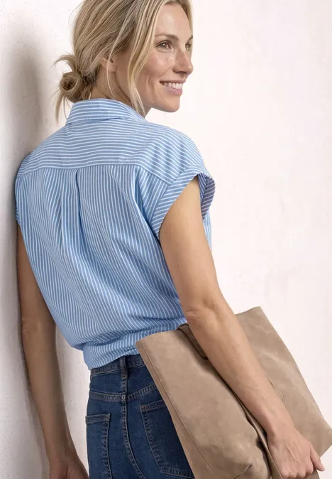 Dropped Shoulder Bluse mit Bowling-Kragen original blue