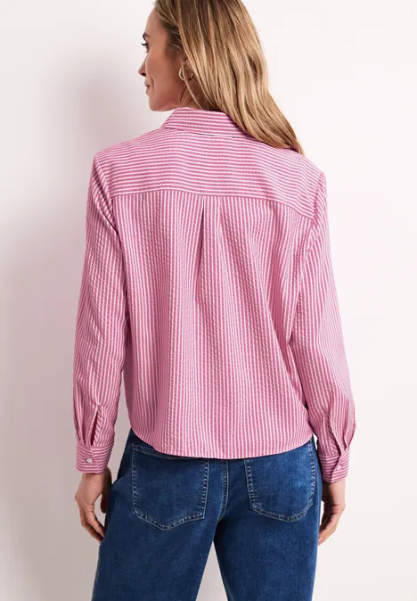 Langarm Bluse aus Seersuckerqualität magenta dream