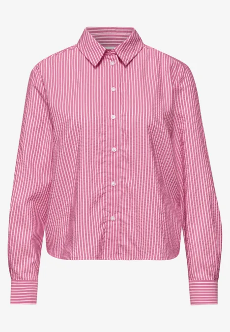 Langarm Bluse aus Seersuckerqualität magenta dream