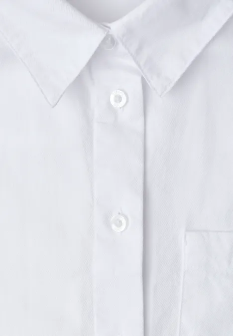 Blouse met lange mouwen en overhemdkraag in keperstof White Witte blouse met kraag, knoopsluiting en borstzak van katoen.