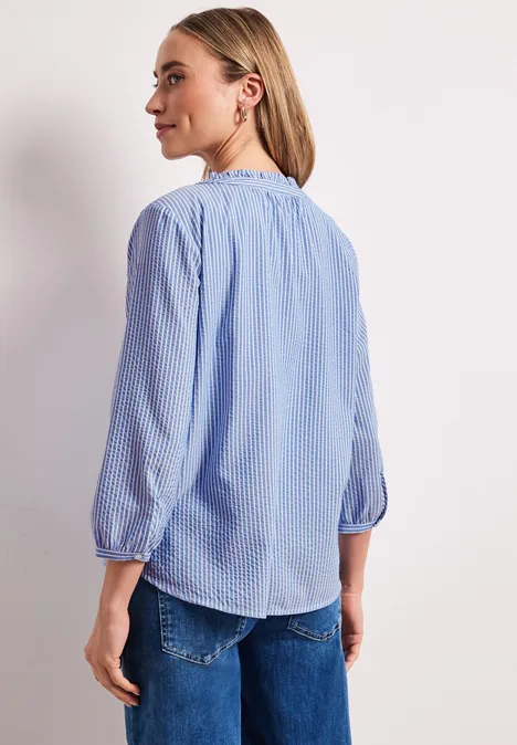 3/4-Arm Bluse in Seersuckerqualität original blue
