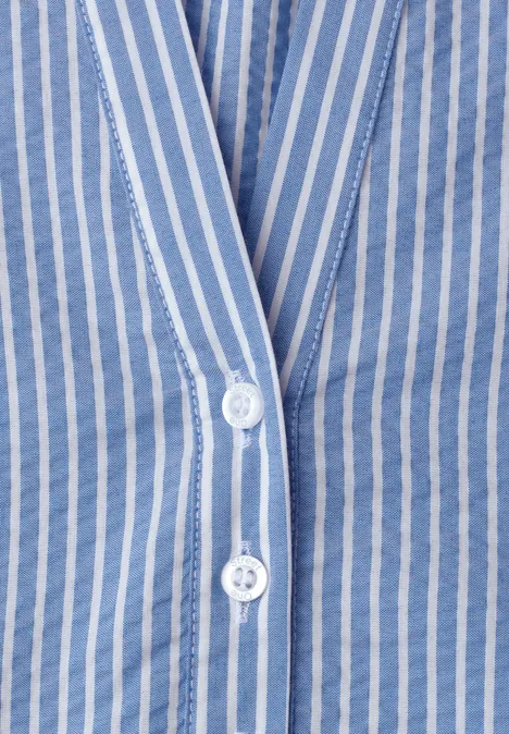 3/4-Arm Bluse in Seersuckerqualität original blue