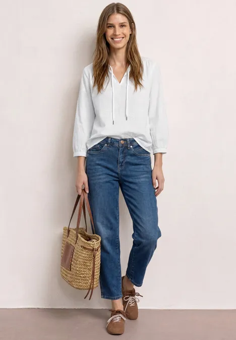 3/4-mouwen blouse met borduursel off white