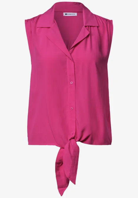 Blusentop mit Bowling-Kragen und Knoten magenta dream Ärmellose pinke Bluse mit Kragen, durchgehender Knopfleiste und Knoten am Saum.