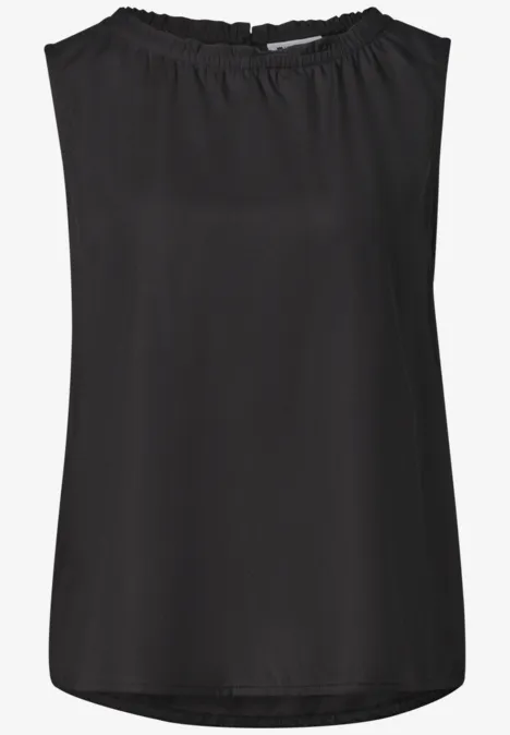 Schwarze ärmellose Bluse mit Rundhalsausschnitt