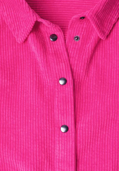 Langarm Cord Hembluse mit Knöpfen magenta dream Pinkfarbene Cordjacke mit silbernen Druckknöpfen