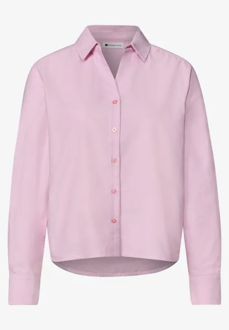 Helles rosa Hemd mit langem Arm, Knopfleiste und Kragen