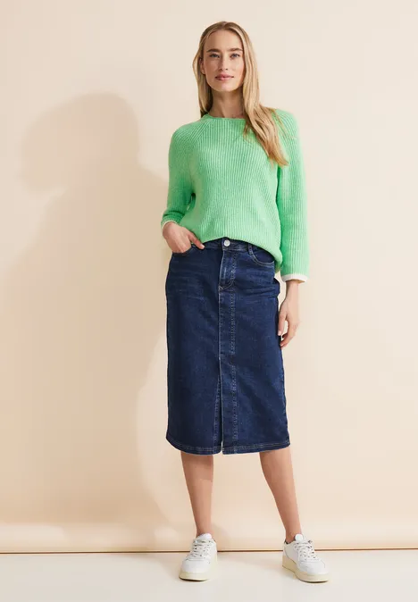 Midi Jeansrock soft indigo washed