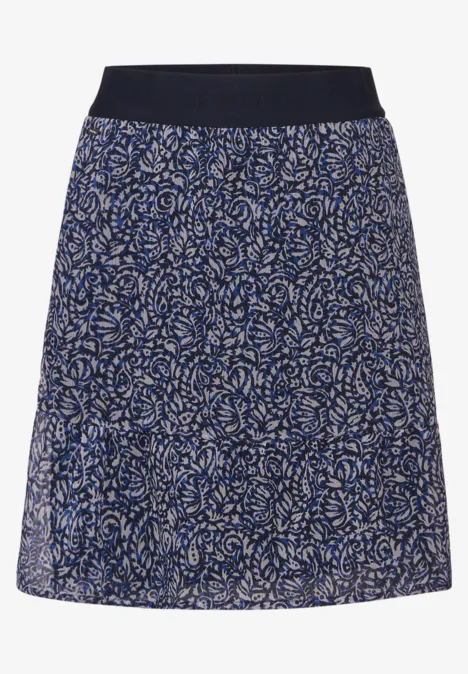 Chiffon rok met print intense royal blue