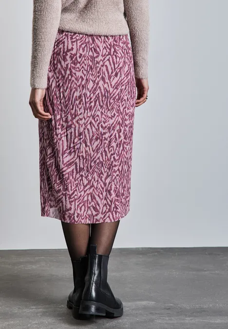 Bedruckter Midi-Meshrock mulberry red