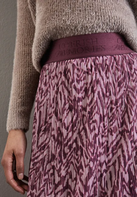 Bedruckter Midi-Meshrock mulberry red
