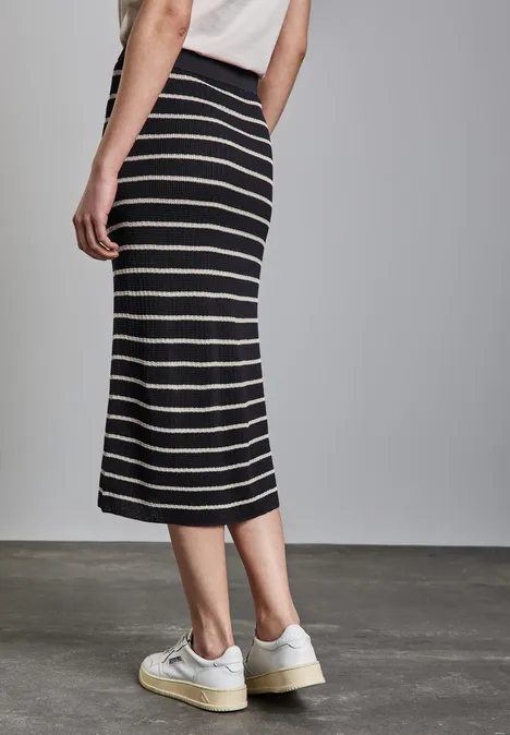Gestreifter Midi-Rock deep tint blue
