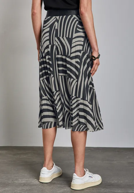 Mesh-Plissée-Rock mit Print Black