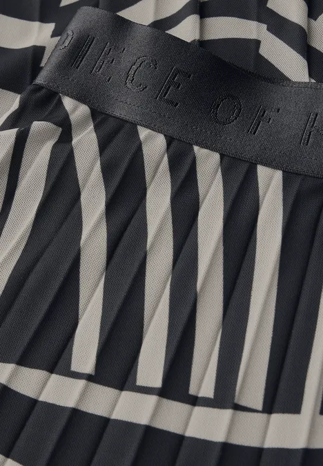 Mesh-Plissée-Rock mit Print Black