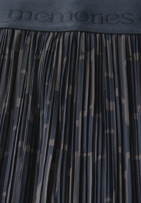 Mesh Plissée Rock mit Print deepwater blue