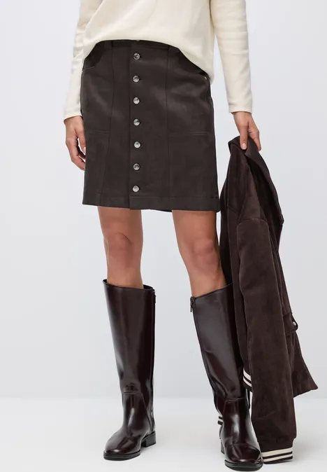 Veloursrock mit Knöpfen deep roast brown