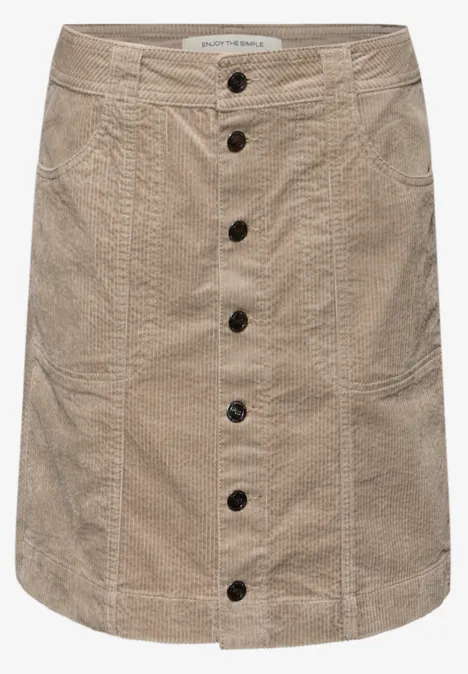 Cordrock mit Knopfleiste flowing beige