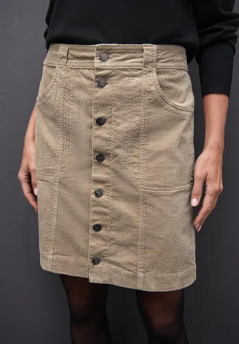 Cordrock mit Knopfleiste flowing beige